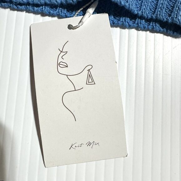 Knit Mix Crochet Open Knit See Thru Maxi Dress Size L Blue Stripe Beach Festival - Picture 7 of 14